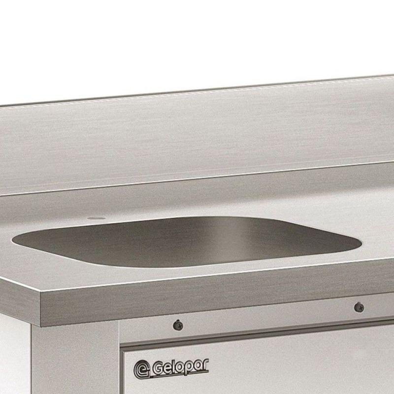 Balcão Refrigerado de Encosto Gelopar GBFE-150 Inox com Cuba e Ar Forçado |