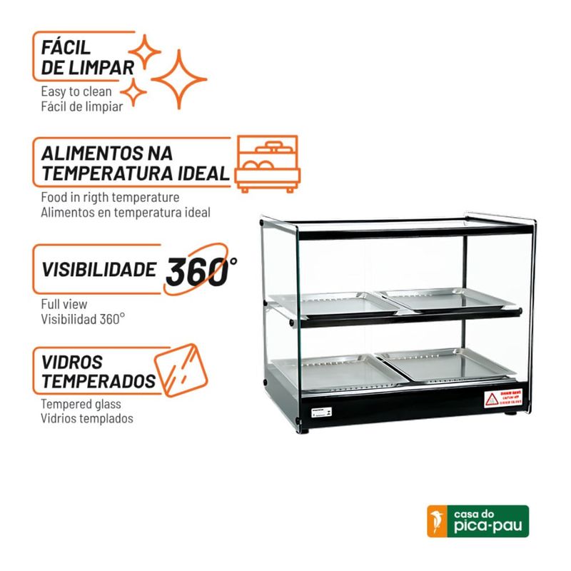 Estufa de Salgados Titã Erato LP 4BD 500W Inox com Termostato e LED | 220V