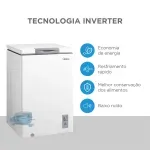 Freezer Horizontal Midea 100L Inverter Bivolt Branco –28°C a 0°C | Bivolt