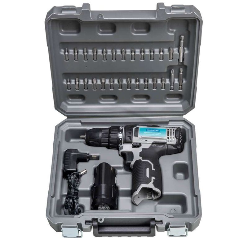 Parafusadeira Tramontina 10,8V com Maleta 30 Peças Mandril 3/8"