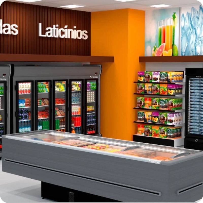 Freezer Ilha Horizontal Fricon ICED 1163V Vidro Temperado 1163L com LED Preto | 220V