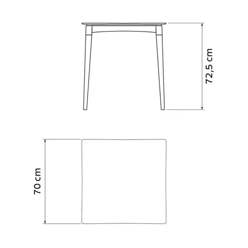 Mesa Quadrada 4 Lugares Diana Tramontina Preta com Pés de Madeira