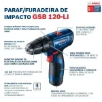 Parafusadeira Furadeira Bosch a bateria GSB 120-LI 12V | Bivolt