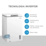 Freezer Horizontal Midea 100L Inverter Bivolt Branco –28°C a 0°C | Bivolt
