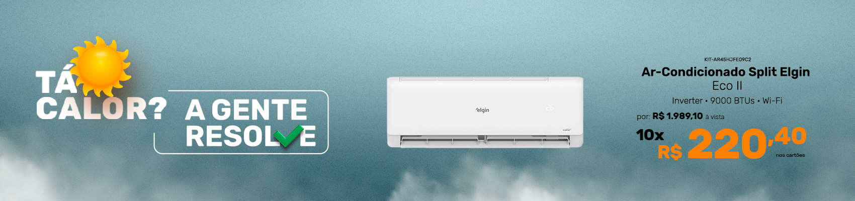 Ar-Condicionado Elgin Split Inverter Eco II 9000 BTUs com Wi-Fi Integrado 220V