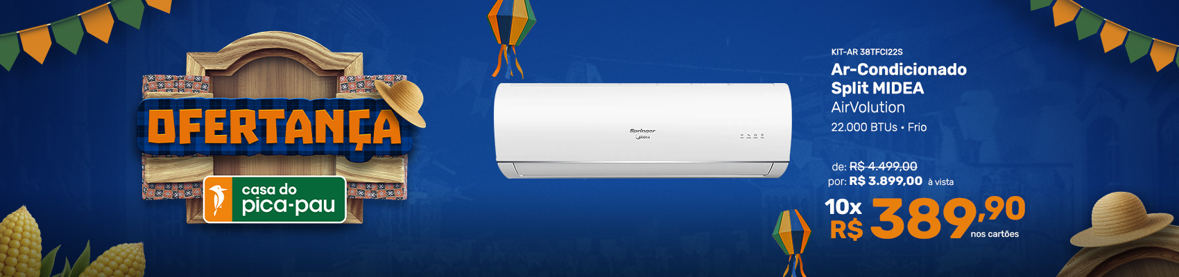 Ar-Condicionado Springer Midea 22.000 BTUs AirVolution Hw Frio 220V
