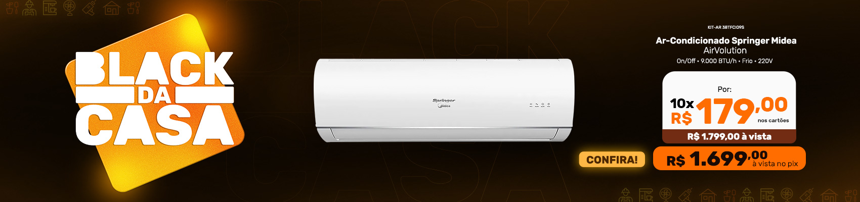 Ar Condicionado Springer Midea AirVolution On/Off 9.000 BTU/h Frio