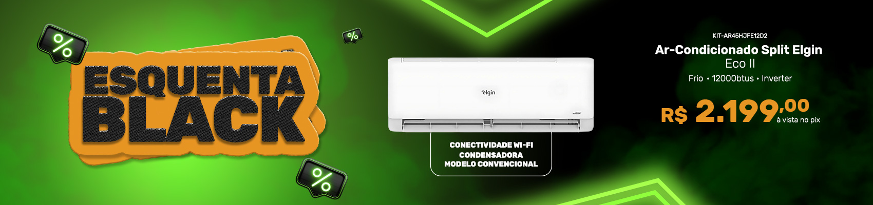 Ar-condicionado Split Elgin Eco II Inverter 12000 BTUs Wi-Fi Frio 220V