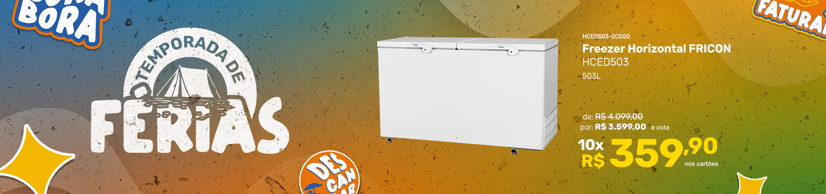 Freezer Fricon p/ Congelados e Resfriados Tampa Dupla HCED503 503L 220v