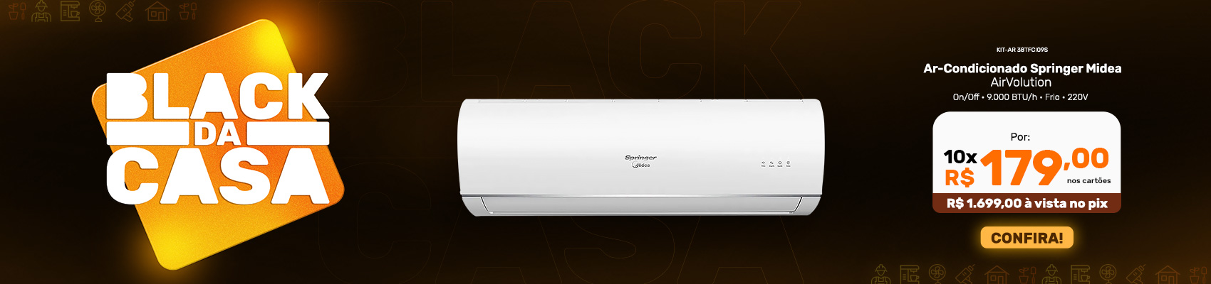 Ar Condicionado Springer Midea AirVolution On/Off 9.000 BTU/h Frio