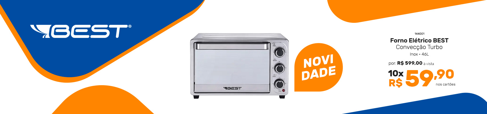 Forno Elétrico Best 46L Inox 1800W com Convecção e Turbo Fan 220V